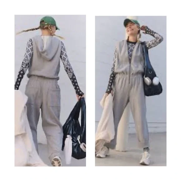 NWT Free People Movement SET GO ONESIE ROMPER in gray - Picture 3 of 3